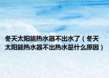 冬天太阳能热水器不出水了（冬天太阳能热水器不出热水是什么原因）