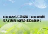 access怎么汇总数据（access数据库入门教程 如何合计汇总数据）