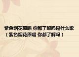 紫色烟花原唱 你都了解吗是什么歌（紫色烟花原唱 你都了解吗）