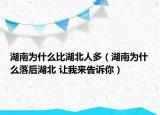 湖南为什么比湖北人多（湖南为什么落后湖北 让我来告诉你）