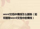 word文档中横线怎么删除（如何删除word文档中的横线）