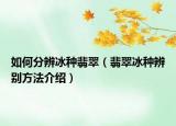 如何分辨冰种翡翠（翡翠冰种辨别方法介绍）