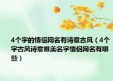 4个字的情侣网名有诗意古风（4个字古风诗意唯美名字情侣网名有哪些）