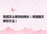 青团怎么保存时间长（青团隔天保存方法）