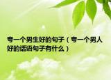 夸一个男生好的句子（夸一个男人好的话语句子有什么）