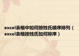 excel表格中如何按姓氏顺序排列（excel表格按姓氏如何排序）