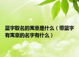 蓝字取名的寓意是什么（带蓝字有寓意的名字有什么）