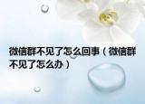 微信群不见了怎么回事（微信群不见了怎么办）
