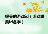 很美的游戏id（游戏唯美id名字）