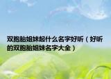 双胞胎姐妹起什么名字好听（好听的双胞胎姐妹名字大全）
