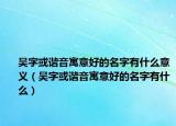 吴字或谐音寓意好的名字有什么意义（吴字或谐音寓意好的名字有什么）