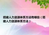 搭建人力资源体系方法有哪些（搭建人力资源体系方法）