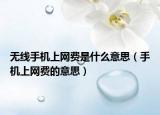 无线手机上网费是什么意思（手机上网费的意思）