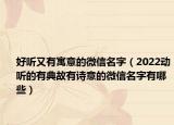 好听又有寓意的微信名字（2022动听的有典故有诗意的微信名字有哪些）