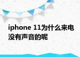 iphone 11为什么来电没有声音的呢