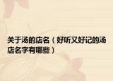 关于汤的店名（好听又好记的汤店名字有哪些）