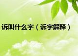 诉叫什么字（诉字解释）