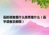 霸的读音是什么意思是什么（霸字读音及解释）