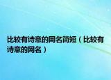 比较有诗意的网名简短（比较有诗意的网名）