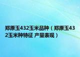 郑原玉432玉米品种（郑原玉432玉米种特征 产量表现）