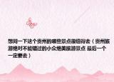 想问一下这个贵州的哪些景点很值得去（贵州旅游绝对不能错过的小众绝美旅游景点 最后一个一定要去）