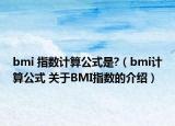 bmi 指数计算公式是?（bmi计算公式 关于BMI指数的介绍）
