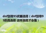 dnf剑帝95武器选择（dnf剑帝95防具选择 这样选择才会强）