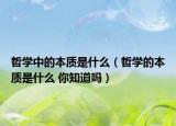 哲学中的本质是什么（哲学的本质是什么 你知道吗）