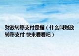 财政转移支付是指（什么叫财政转移支付 快来看看吧）