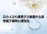 以小人之心度君子之腹是什么意思属于哪种心理效应