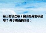 锡山有哪些镇（锡山最穷的镇是哪个 关于锡山的简介）