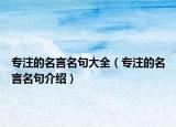 专注的名言名句大全（专注的名言名句介绍）