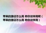 苹果的捷径怎么用 教你这样用呢（苹果的捷径怎么用 教你这样用）
