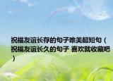 祝福友谊长存的句子唯美超短句（祝福友谊长久的句子 喜欢就收藏吧）