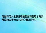 母爱诗句大全表达母爱的古诗四句（关于母爱的古诗句 给大家介绍这几句）