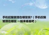手机权限管理在哪里找?（手机权限管理在哪里 一起来看看吧）