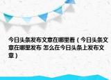 今日头条发布文章在哪里看（今日头条文章在哪里发布 怎么在今日头条上发布文章）