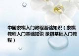 中国象棋入门教程基础知识（象棋教程入门基础知识 象棋基础入门教程）