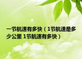 一节航速有多快（1节航速是多少公里 1节航速有多快）