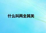 什么叫两全其美