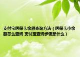 支付宝医保卡余额查询方法（医保卡小余额怎么查询 支付宝查询步骤是什么）