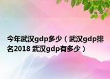 今年武汉gdp多少（武汉gdp排名2018 武汉gdp有多少）