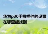 华为p30手机插件的设置在哪里能找到