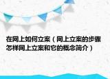 在网上如何立案（网上立案的步骤 怎样网上立案和它的概念简介）