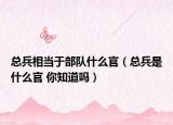 总兵相当于部队什么官（总兵是什么官 你知道吗）