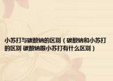 小苏打与碳酸钠的区别（碳酸钠和小苏打的区别 碳酸钠跟小苏打有什么区别）