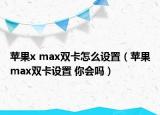 苹果x max双卡怎么设置（苹果max双卡设置 你会吗）