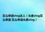 怎么申请vlog达人（头条vlog怎么申请 怎么申请头条vlog）