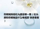 佟毓婉嫁给杜允唐是哪一集（杜允唐和佟毓婉是什么电视剧 快来看看）