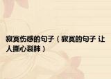 寂寞伤感的句子（寂寞的句子 让人撕心裂肺）